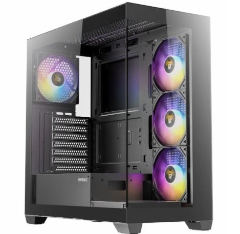 מארז מחשב לגיימרים אקווריום שחור ללא ספק כוח חלון צד אנטק Antec CX300 RGB ELITE Mid-Tower 4X Fixed RGB 120mm Gaming case ATX Fixed RGB